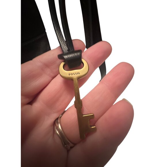 Fossil Womens Black & Brown Signature Monogram Crossbody Bag With Adjustable Str - Picture 4 of 6